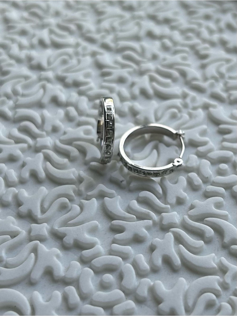 NWOT Sterling Silver Hoop Earrings with Channel-Set Zirconia